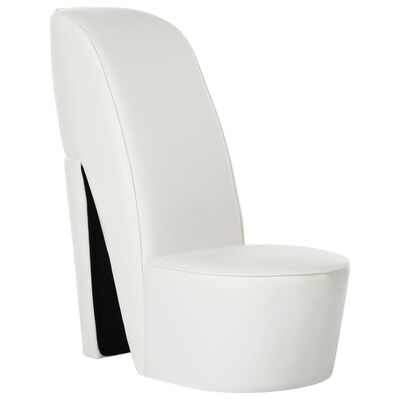 vidaXL Aukštakulnio formos kėdė, baltos spalvos, dirbtinė oda