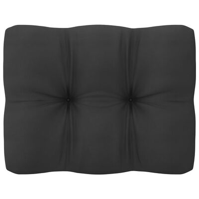 vidaXL Sodo komplektas su pagalvėmis, 8 dalių, juodas, pušies masyvas