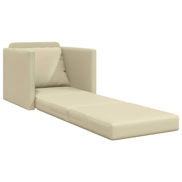vidaXL Grindų sofa-lova, 2-1, kreminė, 112x174x55cm, dirbtinė oda