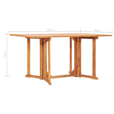 vidaXL Sulankstomas sodo stalas, 150x90x75cm, tikmedžio masyvas