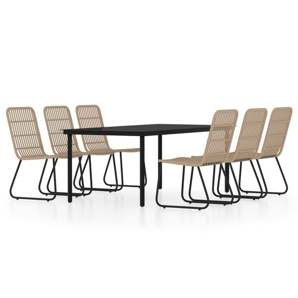 vidaXL Sodo valgomojo baldų komplektas, 7 dalių, ąžuolo spalvos