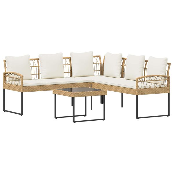 vidaXL Sodo sofų komplektas su pagalve 2 pcs Natūrali Plienas