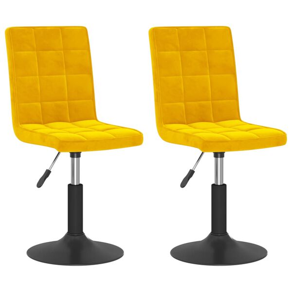 vidaXL Pasukamos valgomojo kėdės, 2vnt., garstyčių geltonos, aksomas