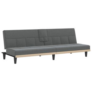vidaXL Sofa-lova su puodelių laikikliais, tamsiai pilka, audinys