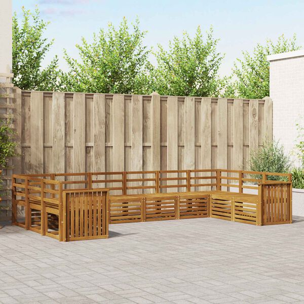 vidaXL Sofų komplektai 10 pcs Natūrali Kietos akacijos mediena