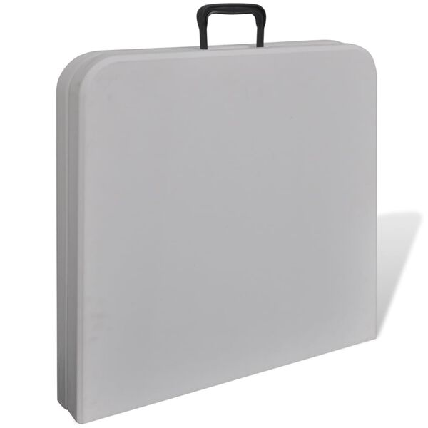 vidaXL Sulankstomas sodo stalas, baltos spalvos, 122cm, HDPE