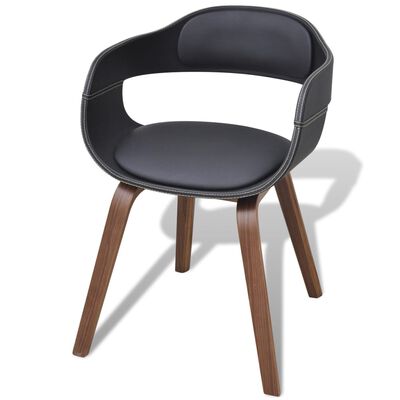 vidaXL Valgomojo kėdės, 4vnt., juodos, išlenkta mediena, dirbtinė oda