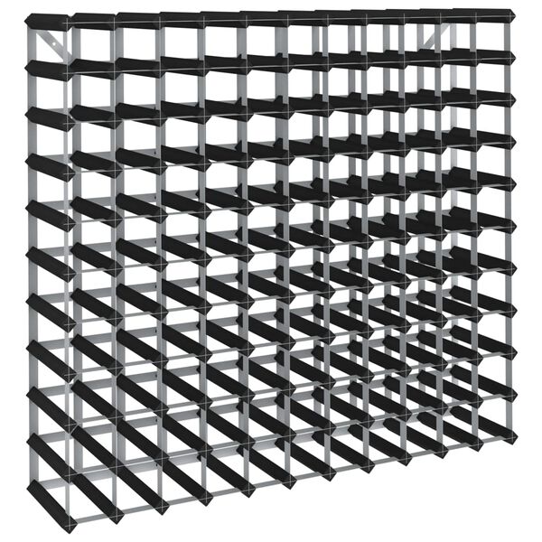 vidaXL Stovas vynui skirtas 120 butelių, juodas, pušies masyvas