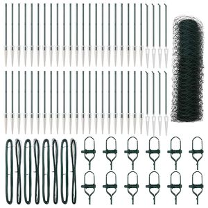 vidaXL Hexagonal Fence with Post 100 x 0,6 m PVC dengtas plienas Žalia