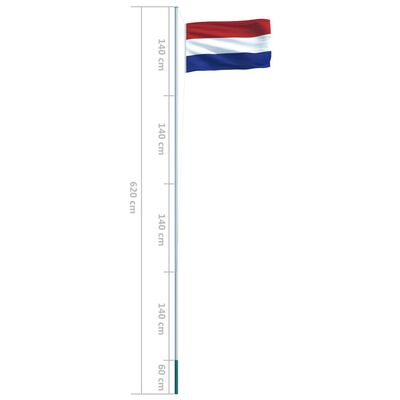 vidaXL Olandijos vėliava su stiebu, aliuminis, 6,2m