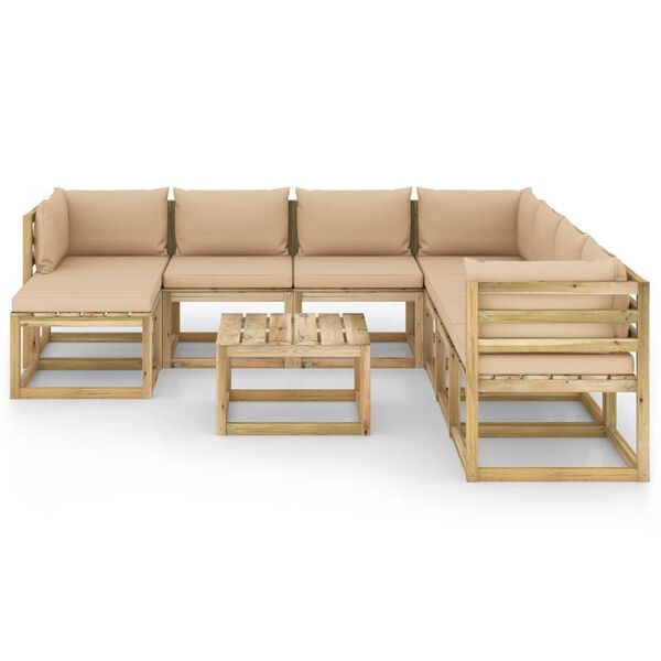 vidaXL Sodo komplektas su pagalvėlėmis, 9 dalių, impregnuota pu&scaron;is