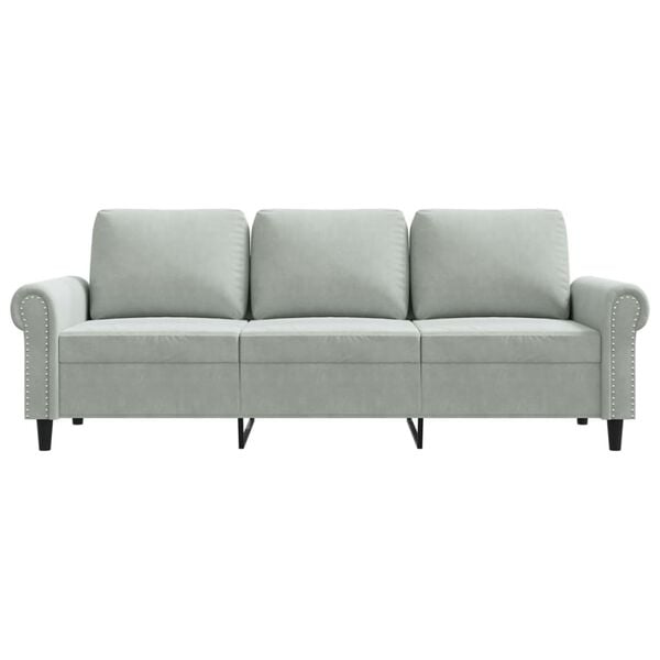 vidaXL Trivietė sofa, šviesiai pilkos spalvos, 180cm, aksomas