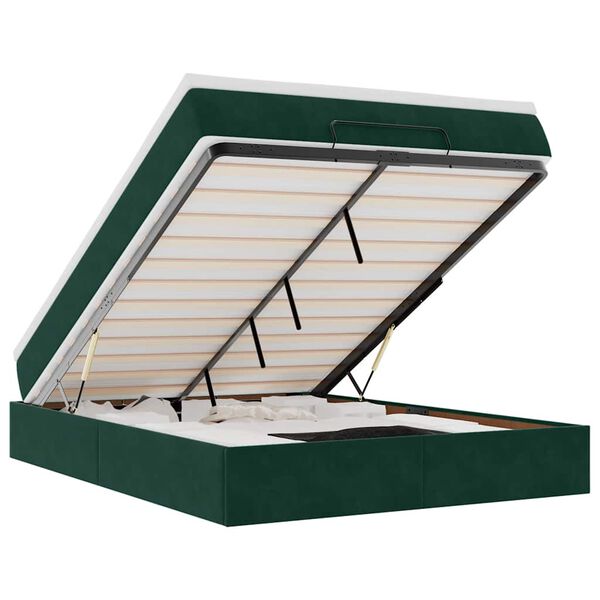 vidaXL Osmanų lova su čiužiniu Tamsiai žalias 140x200cm Velvet