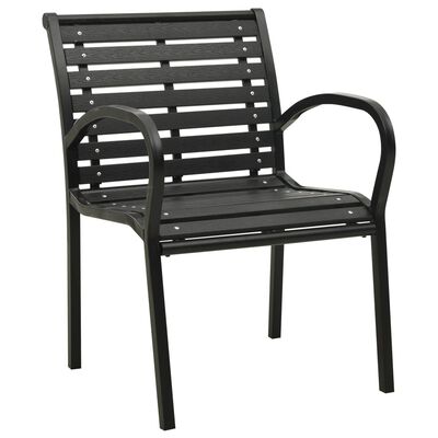 vidaXL Sodo kėdės, 2vnt, juodos spalvos, plienas ir WPC