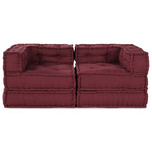 vidaXL Modulinė sofa 2 vnt. Audinys Raudonmedis 140 x 70 x 56 cm