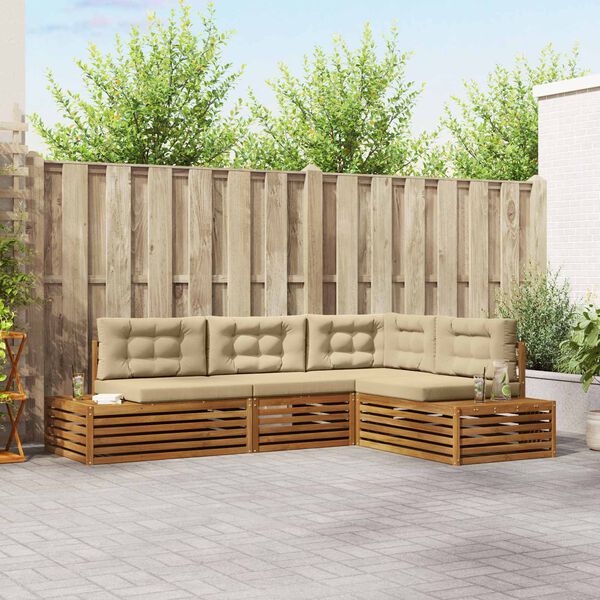 vidaXL Lauko sofos komplektas 4 Vienetas Natūralus ir bežinis