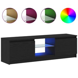 vidaXL TV spintelė su LED lemputėmis, juodo ąžuolo spalvos, 120x30x36 cm, inžinerinė mediena