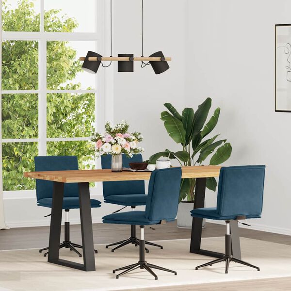 vidaXL Valgomojo kėdės, 4vnt., mėlynos spalvos, aksomas