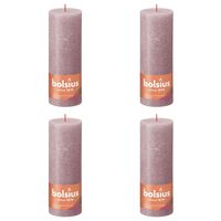 Bolsius Žvakės Shine, 4vnt., pelenų rožinės, 190x68mm, cilindro formos