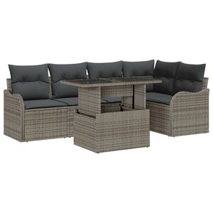 vidaXL Sodo Sofų Rinkinys su pagalve 6 pcs Pilka Poli ratanas