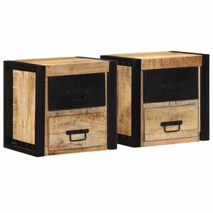 vidaXL lovos spintelės 2 vnt 40x35x40cm masyvo neapdoroto medžio mango