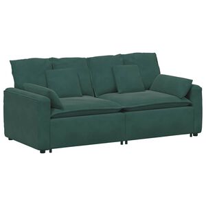 vidaXL Modulinė sofa su pagalvėlėmis, tamsiai žalia