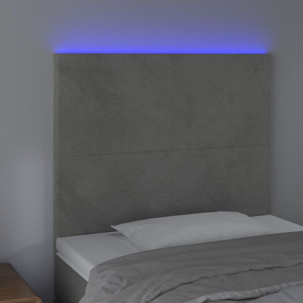vidaXL Galvūgalis su LED, šviesiai pilkas, 100x5x118/128cm, aksomas