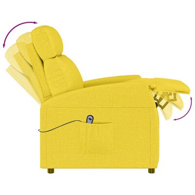 vidaXL Atsistojantis krėslas, šviesiai geltonos spalvos, audinys