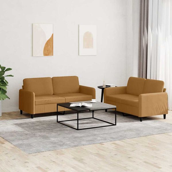 vidaXL Sofos komplektas, 2 dalių, rudos spalvos, aksomas