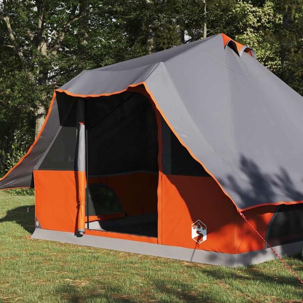 vidaXL Tipi palapinė Pilka ir oranžinė 358 x 296 x 258 cm tafta