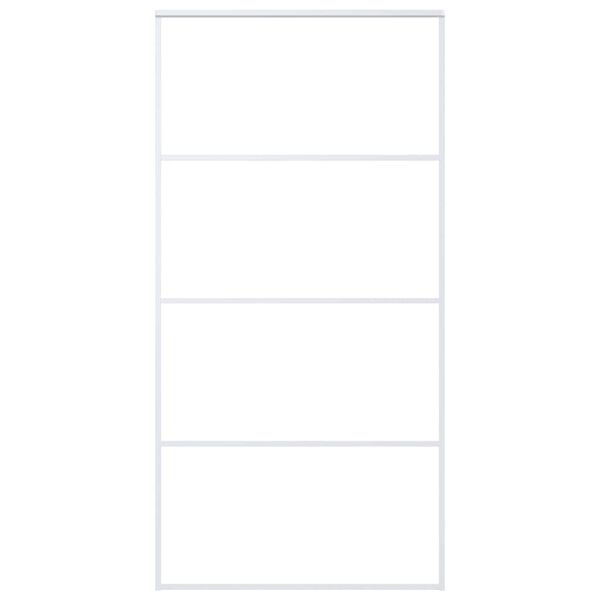 vidaXL Stumdomos durys, baltos, 102,5x205cm, ESG stiklas ir aliuminis