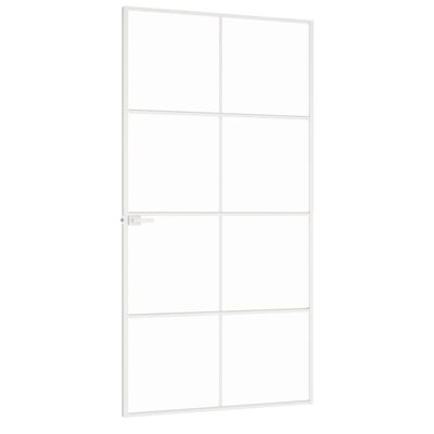 vidaXL Vidaus durys, baltos, 102x201,5cm, grūdintas stiklas/aliuminis