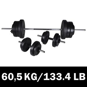 &Scaron;tanga + 2 hanteliai, 60,5 kg rinkinys