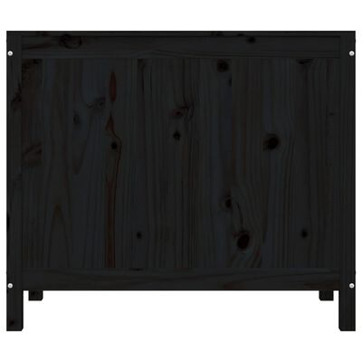 vidaXL Skalbinių dėžė, juoda, 88,5x44x76cm, pušies medienos masyvas