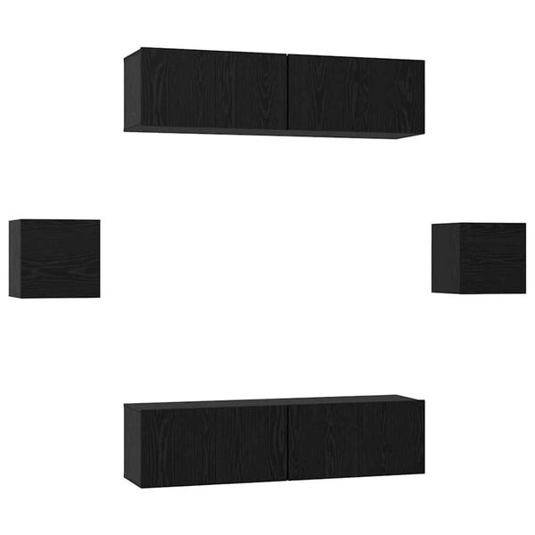 vidaXL TV spintelių komplektas 6 pcs juoda ąžuolo Apdirbta mediena