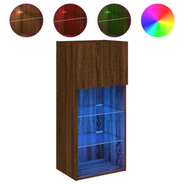 vidaXL TV spintelė su LED lemputėmis, ruda ąžuolo, 40,5x30x90cm
