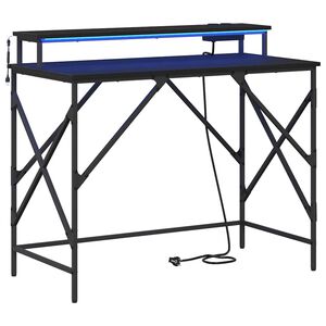 vidaXL Stalas Juodas ąžuolas 100 x 50 x 86,5 cm Apdirbta mediena
