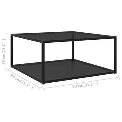 vidaXL Kavos staliukas, juodas, 80x80x35cm, grūdintas stiklas
