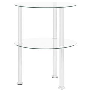 vidaXL &Scaron;oninis staliukas, 2 auk&scaron;tų, skaidrus, 38cm, grūdintas stiklas