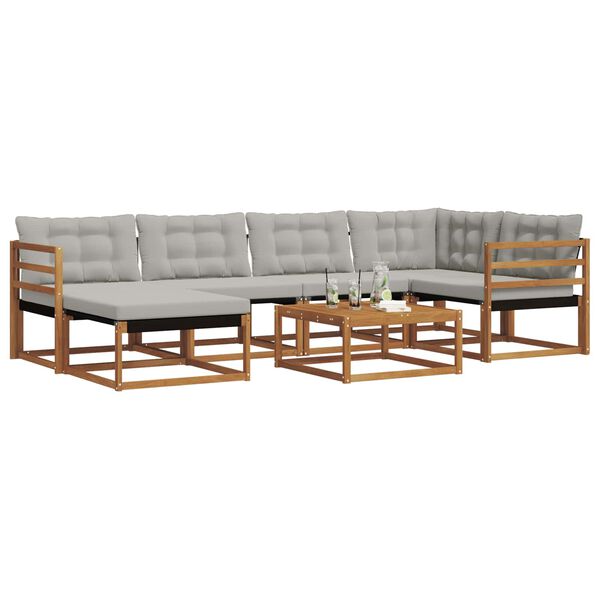 vidaXL Lauko sofos komplektas 7 pcs Natūrali ir &scaron;viesiai pilka