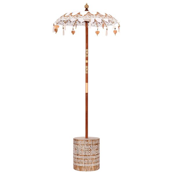 vidaXL Balieti&scaron;kas skėtis su baze Kreminė 95 x 95 x 260 cm