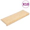 vidaXL Laiptų kilimėliai, 10 vnt., 65x21x4 cm, kreminės spalvos, stačiakampiai kra&scaron;tai