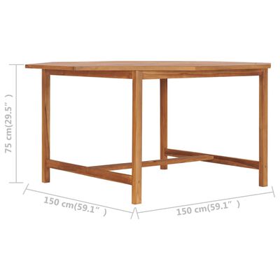 vidaXL Sodo stalas, 150x150x75cm, tikmedžio medienos masyvas