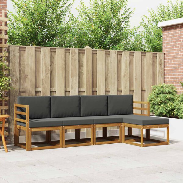 vidaXL Lauko sofos komplektas su pagalve 5 pcs Natūralus ir antracitas