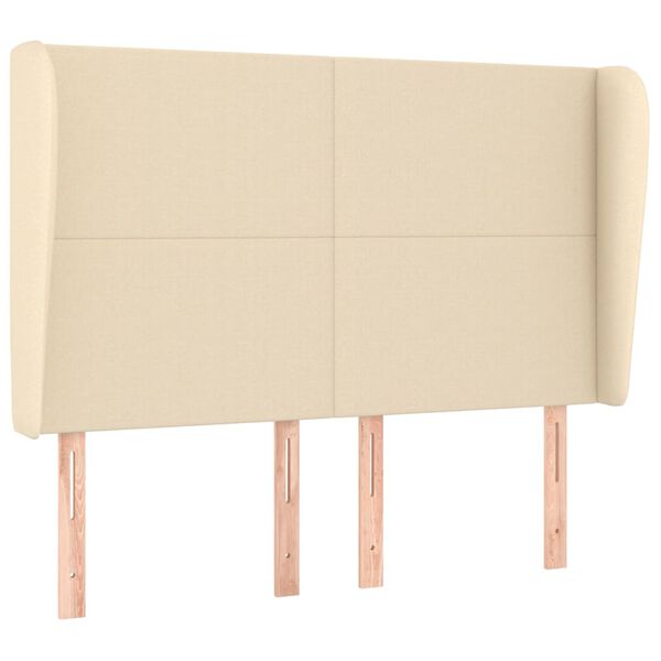 vidaXL Galvūgalis su auselėmis, kreminis, 147x23x118/128cm, audinys