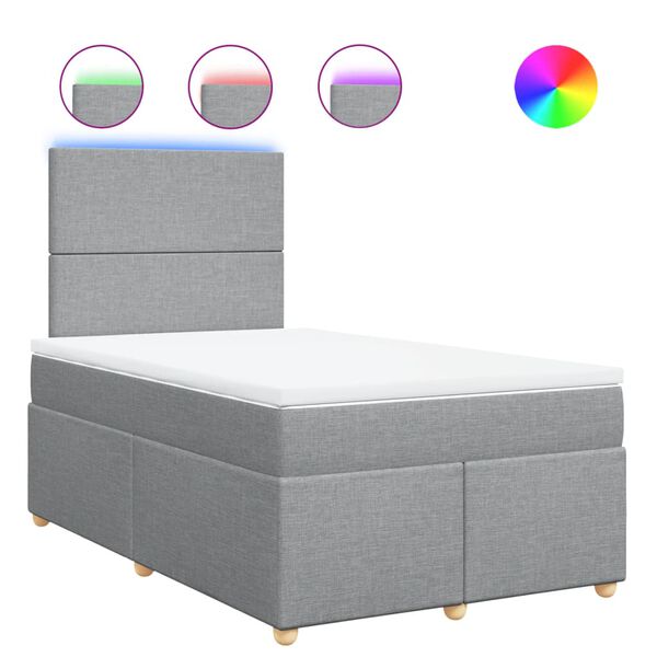 vidaXL Lova su spyruoklėmis ir čiužiniu, pilka, 120x190cm, audinys