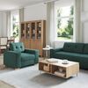 vidaXL Sofa 3 pcs Tamsiai žalia Lino mišinio audinys