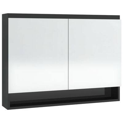 vidaXL Veidrodinė vonios spintelė, juoda, 80x15x60cm, MDF, blizgi