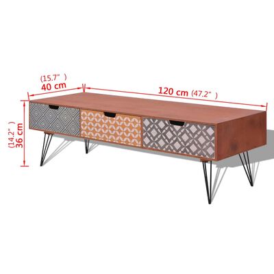 vidaXL TV staliukas su 3 stalčiais, 120x40x36 cm, rudas