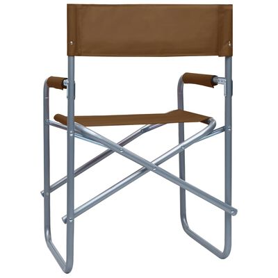 vidaXL Režisieriaus kėdės, 2vnt., rudos spalvos, plienas